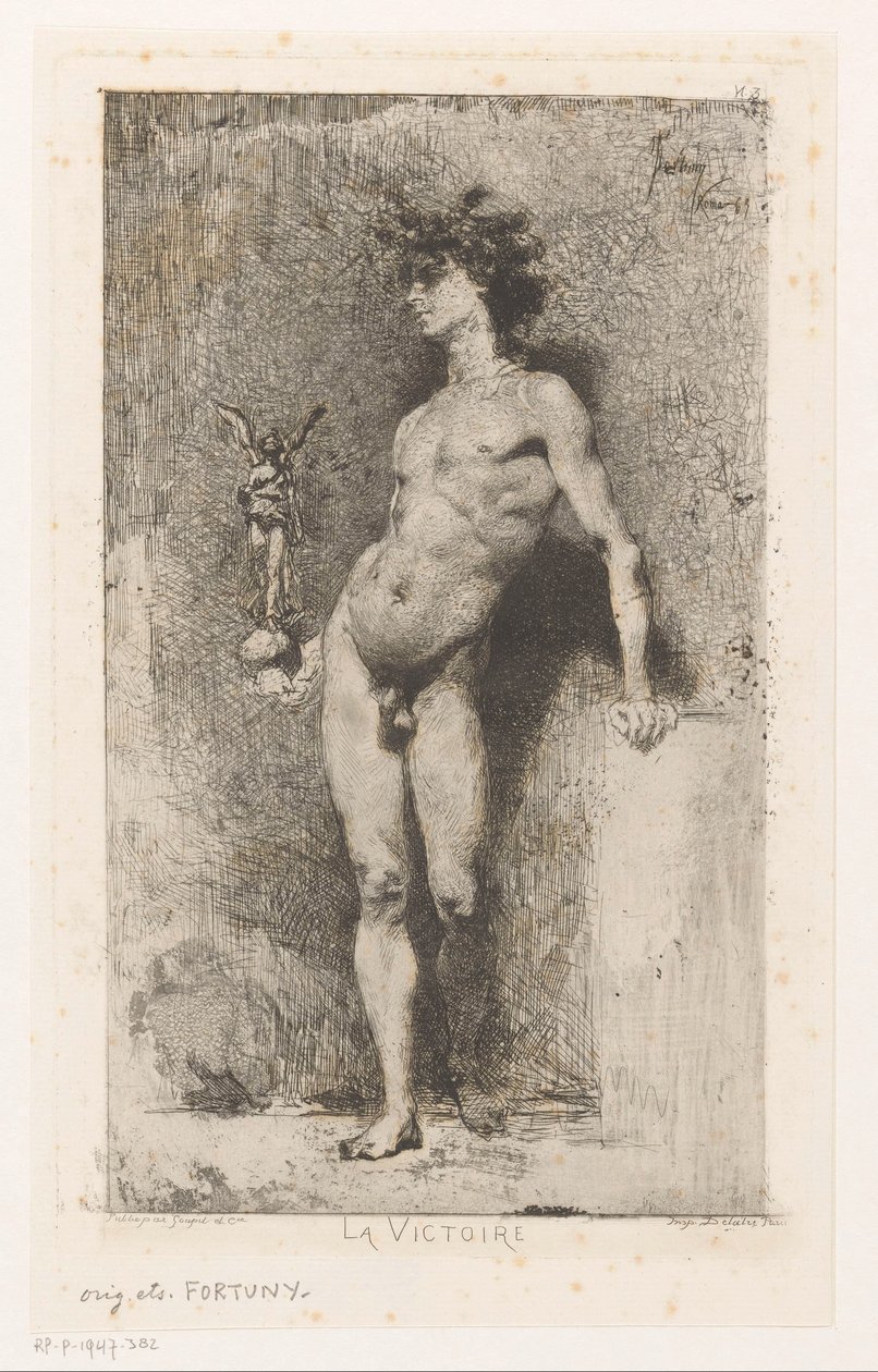Naakte man met Nikè door Mariano José María Bernardo Fortuny y Carbó