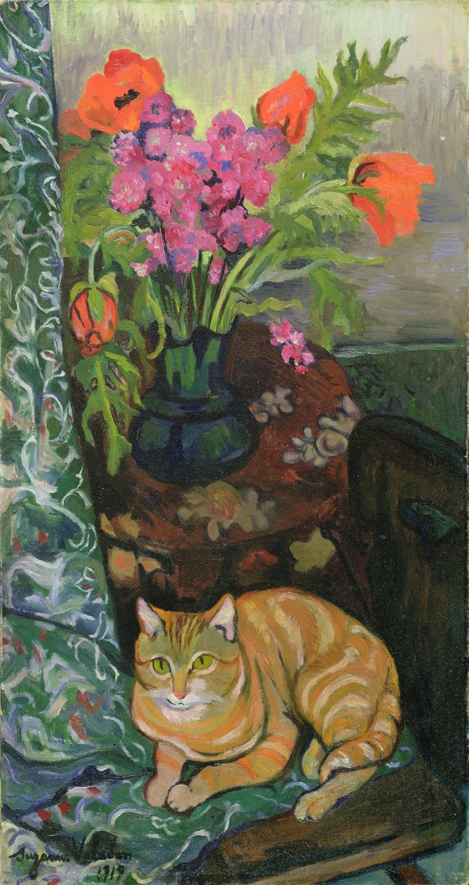 Boeket en een Kat, 1919 door Marie Clementine (Suzanne) Valadon