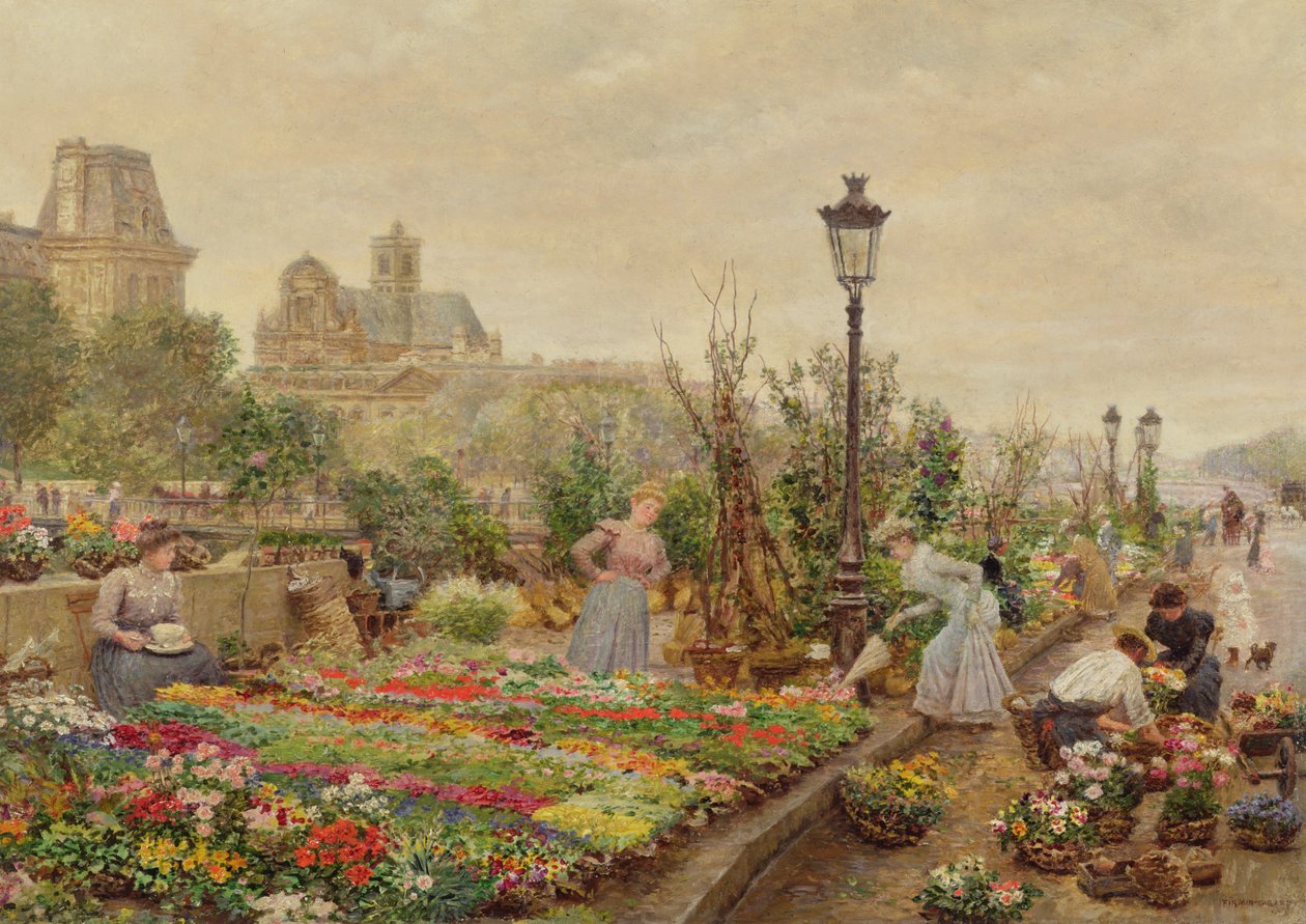 De Bloemenmarkt door Marie Francois Firmin Girard