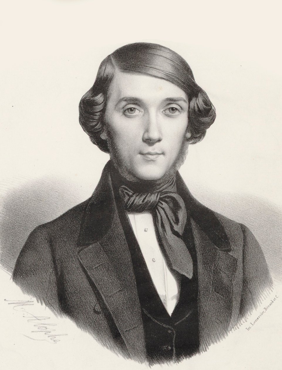 Portret van de pianist en componist Jean-Henri Ravina 1818-1906, ca. 1845 door Marie Alexandre Menut Alophe