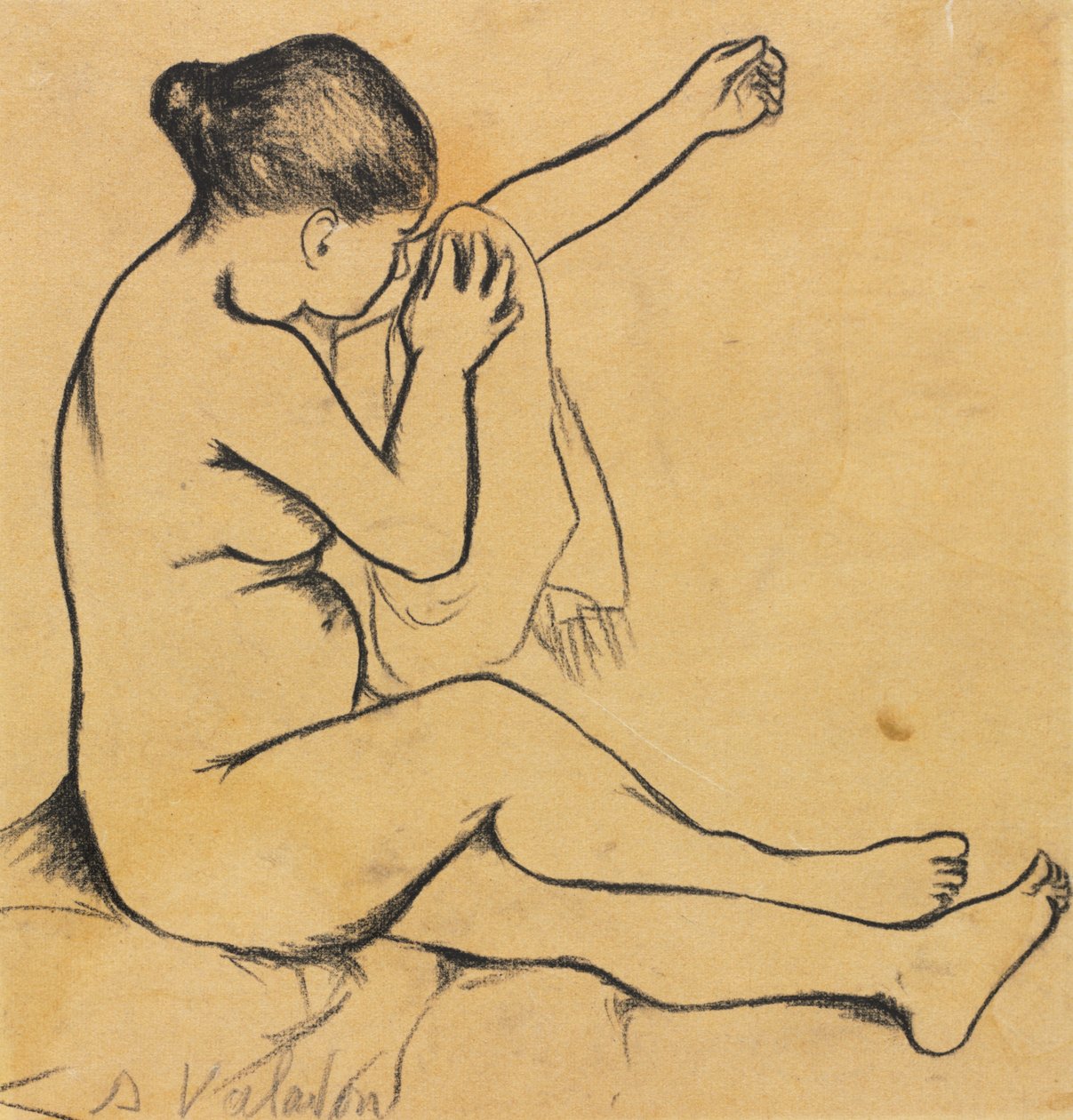 Zittende vrouwelijke naakt door Marie Clementine (Suzanne) Valadon