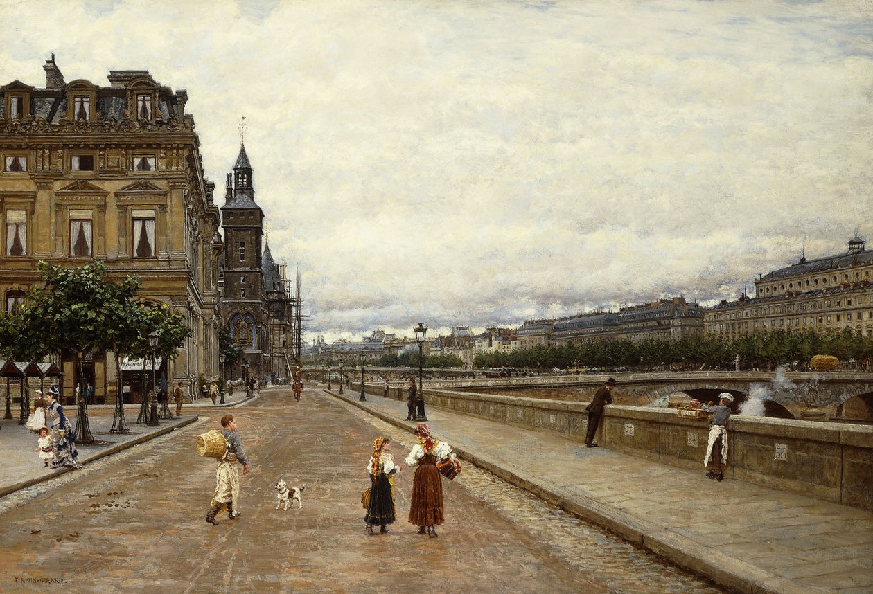 Vroege ochtend langs de Seine door Marie Francois Firmin Girard