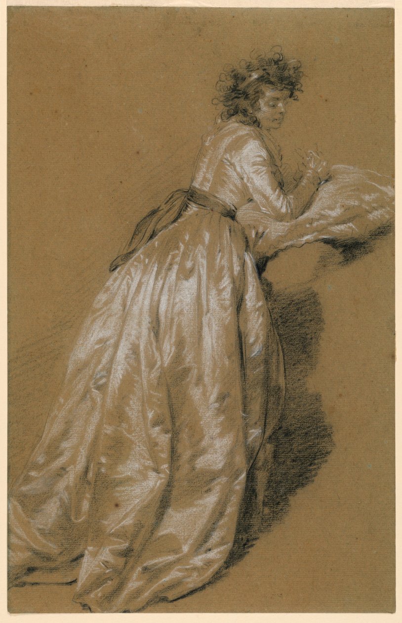 Staande vrouw in een witte jurk door Marie Françoise Constance Mayer