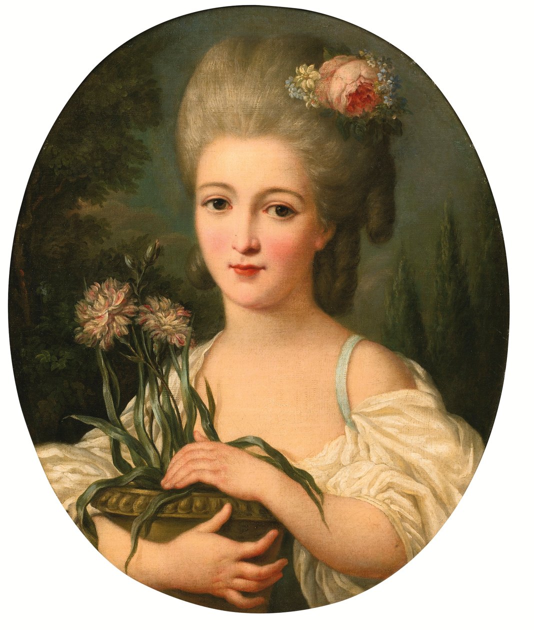 Portret van een meisje met een bloempot door Marie Victoire Lemoine