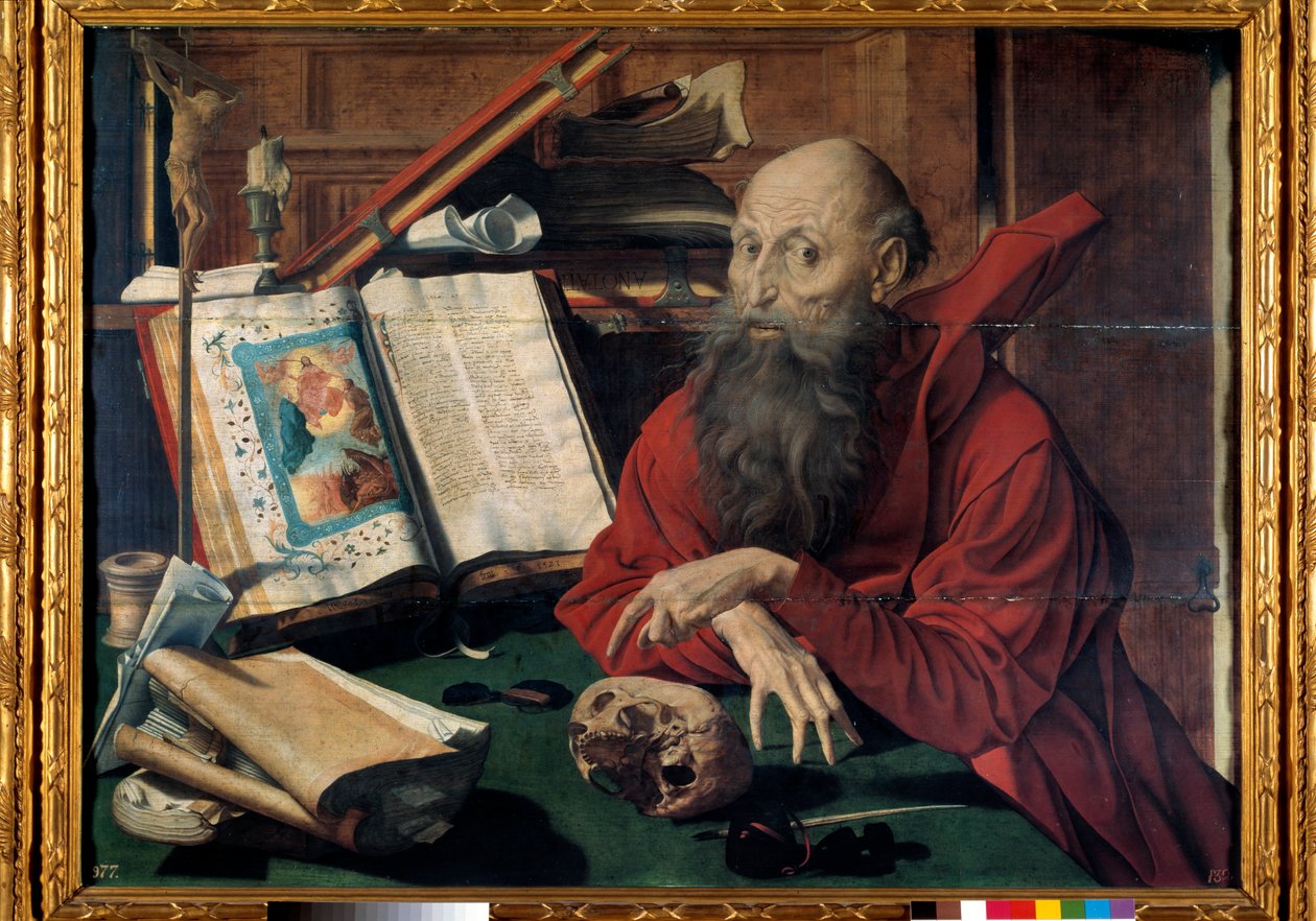 Voorstelling van Sint Hiëronymus in zijn studeerkamer door Marinus van Reymerswaele