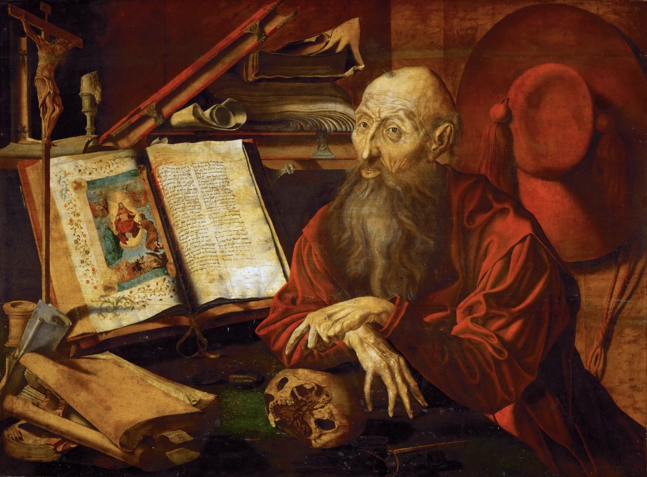 Sint Hiëronymus in zijn cel door Marinus van Reymerswaele