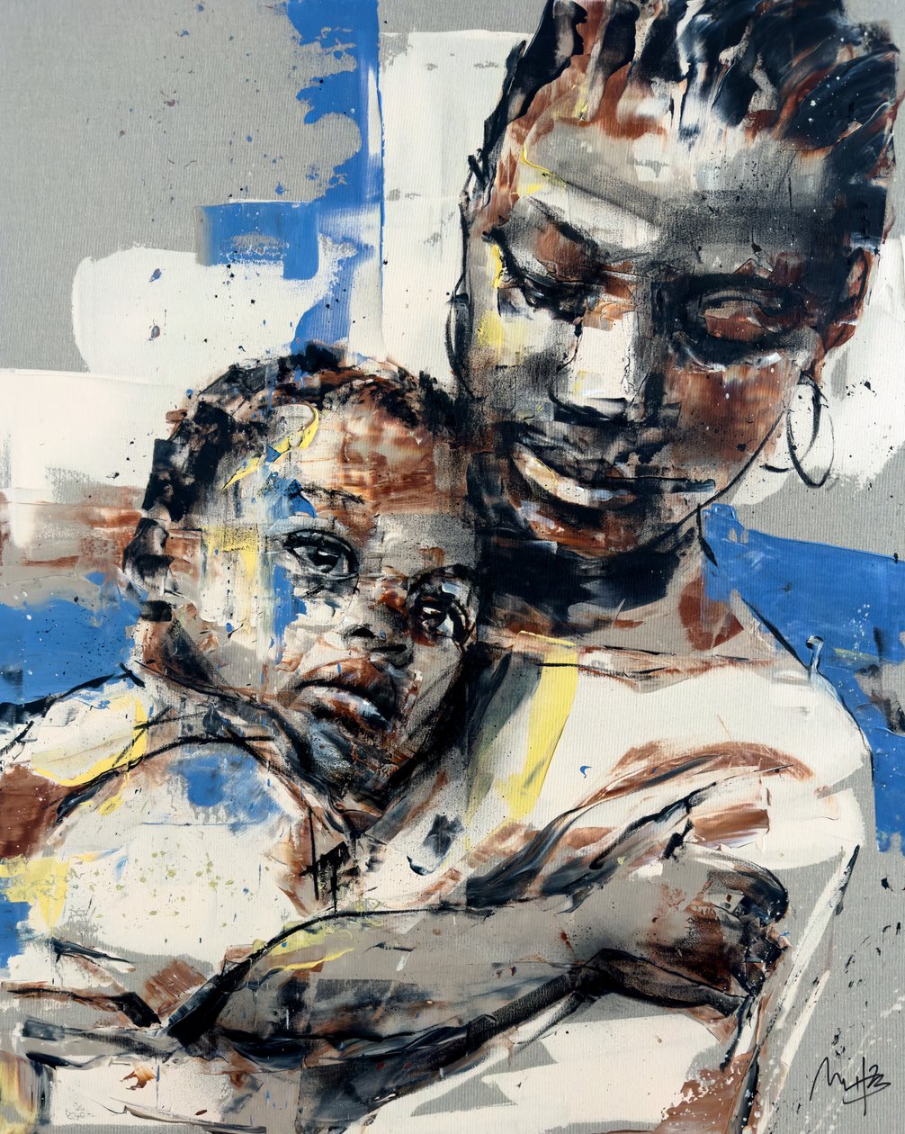 Maternitas, 2023 (acryl en olieverf op omgekeerd doek) door Mario Henrique