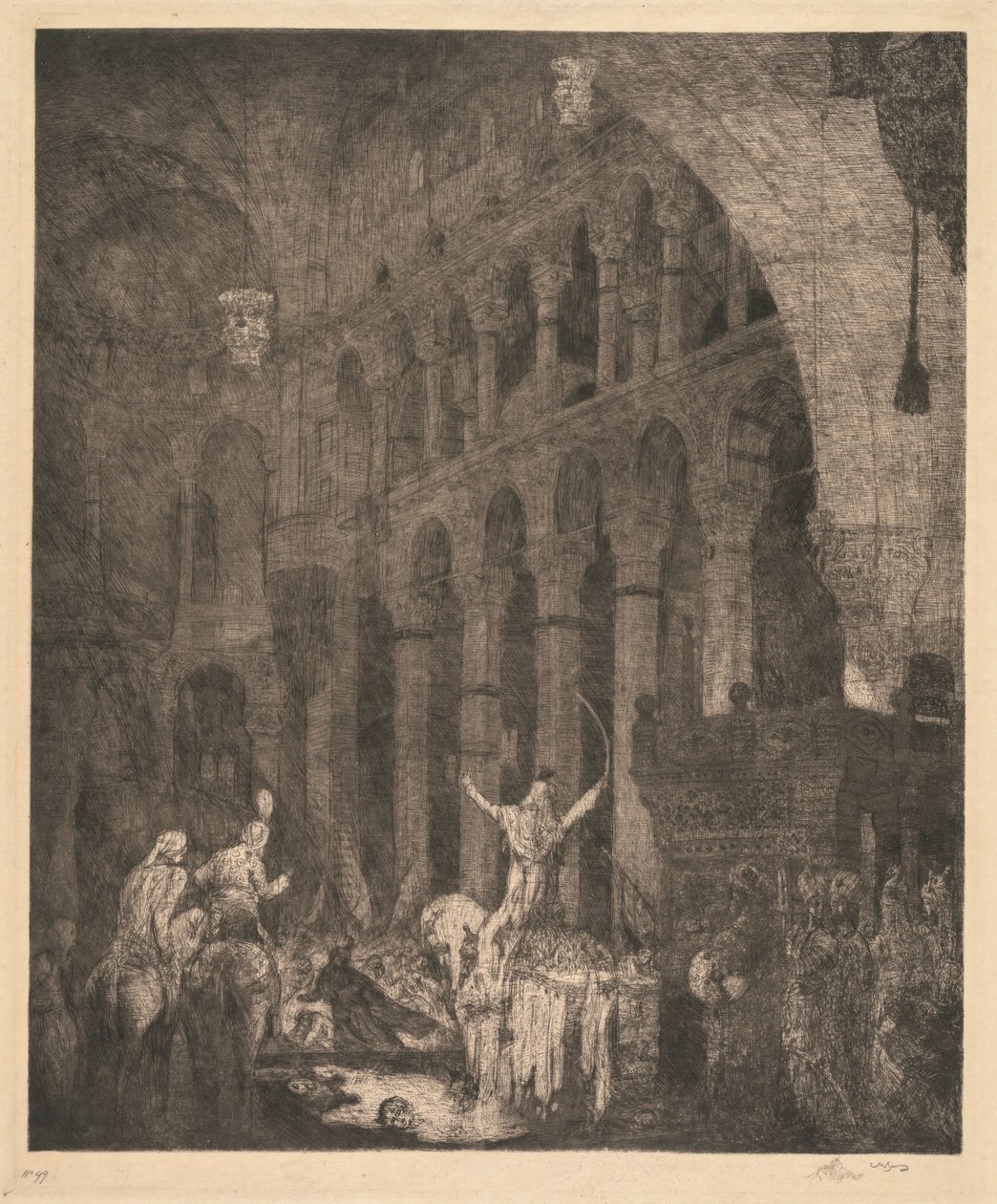 Mohammed II in de Aye Sophia door Marius Alexander Jacques Bauer