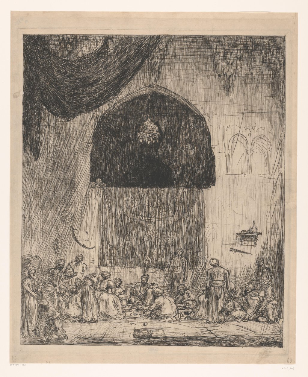 Etende, oosterse mannen door Marius Bauer (signed by artist)