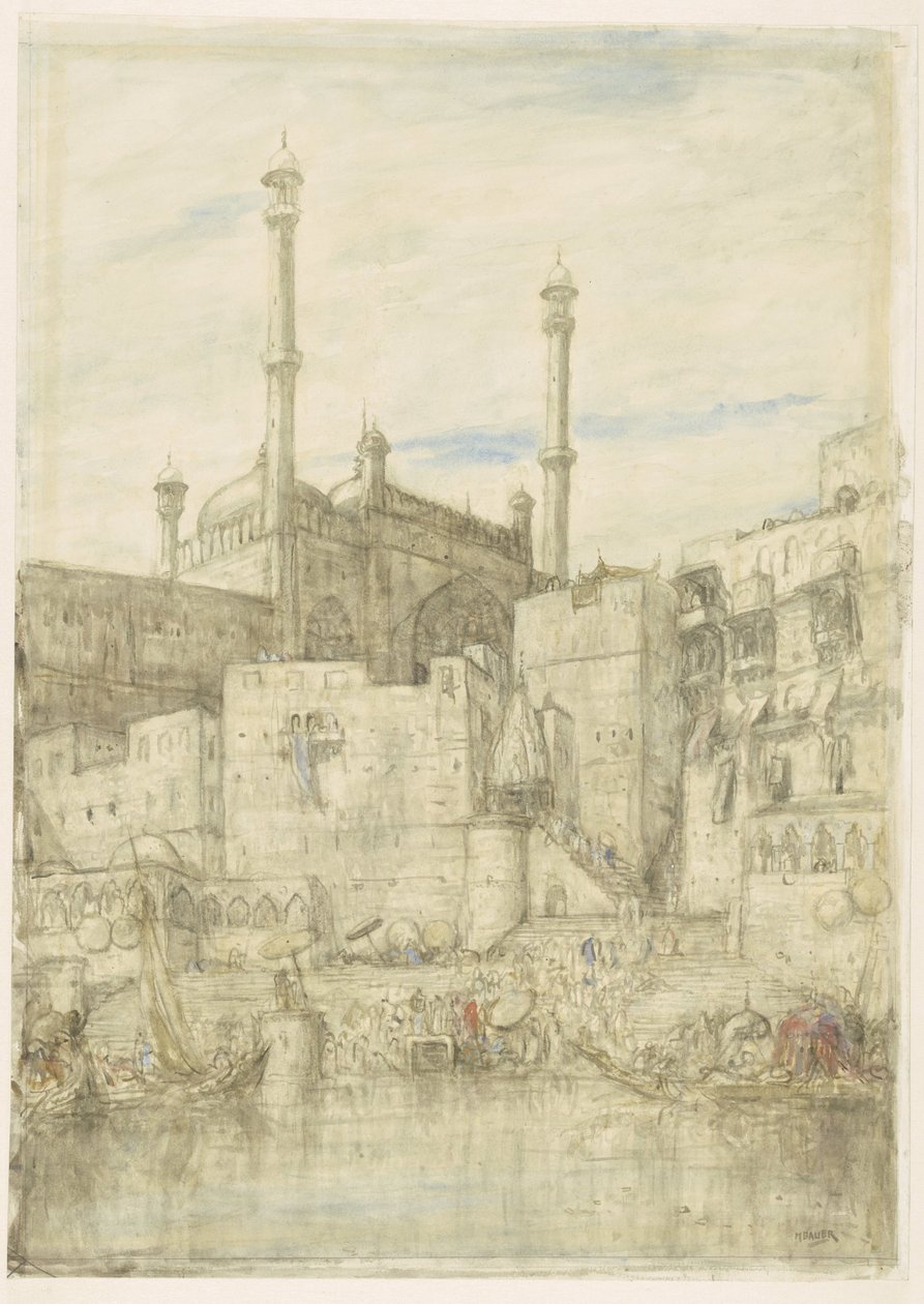 Aan de Ganges bij Benares door Marius Bauer