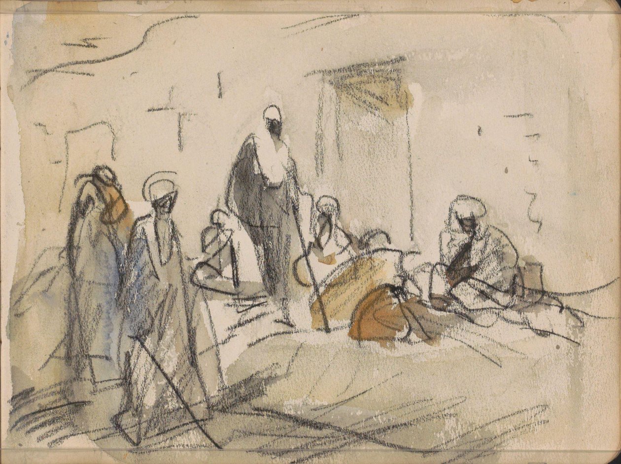 Straat met figuren in Luxor door Marius Bauer