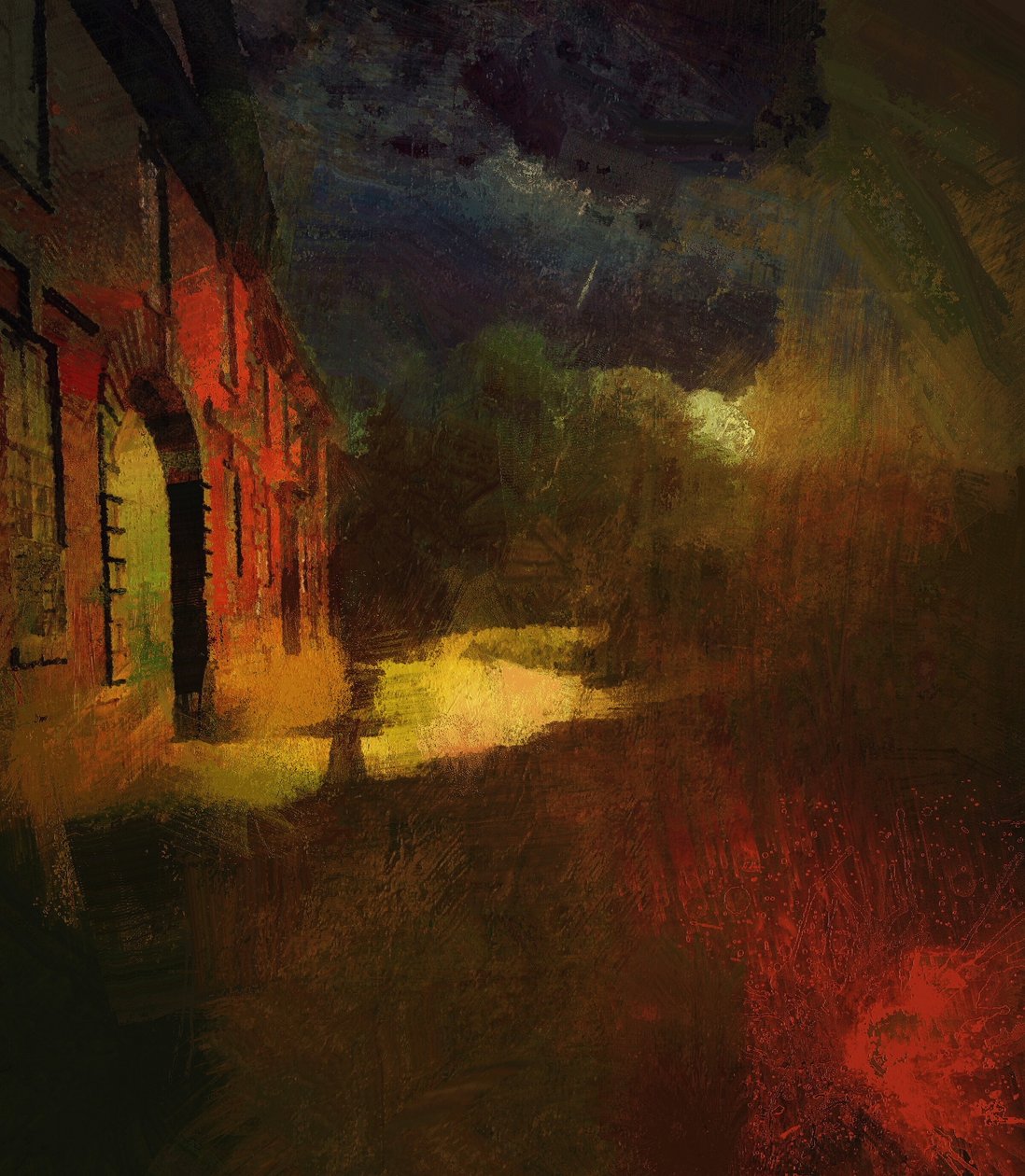 Calke Abbey met meteorietenregen (gemengde techniek) door Mark Gordon