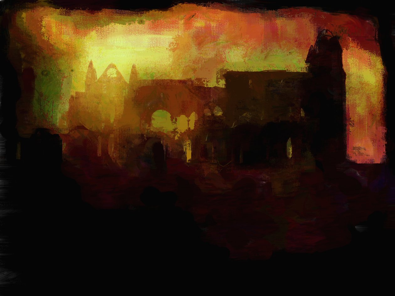 Whitby Abbey - zonsondergang door Mark Gordon