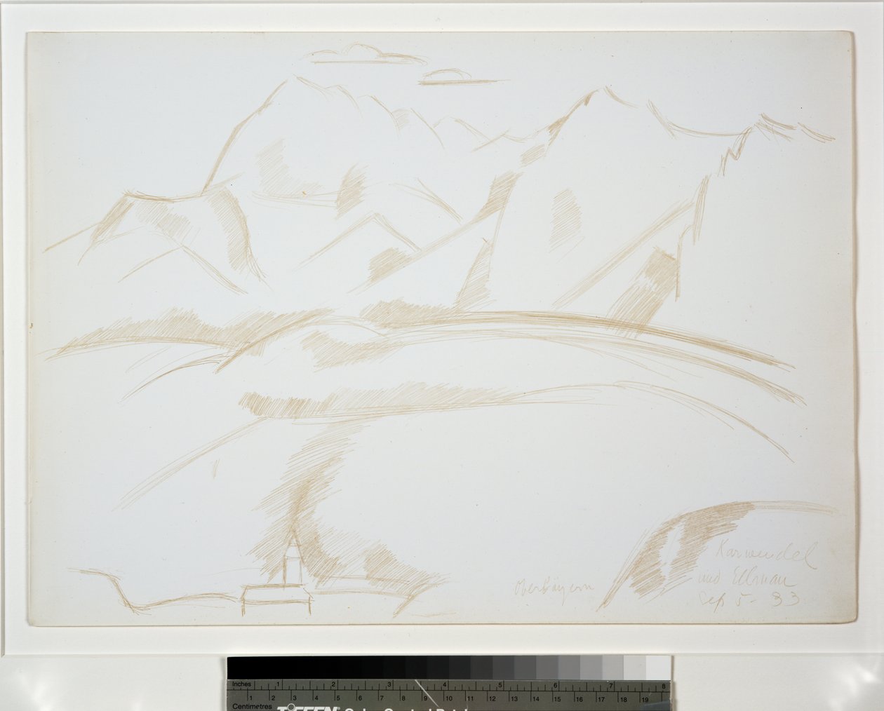 Berglandschap met kerktoren op de voorgrond door Marsden Hartley