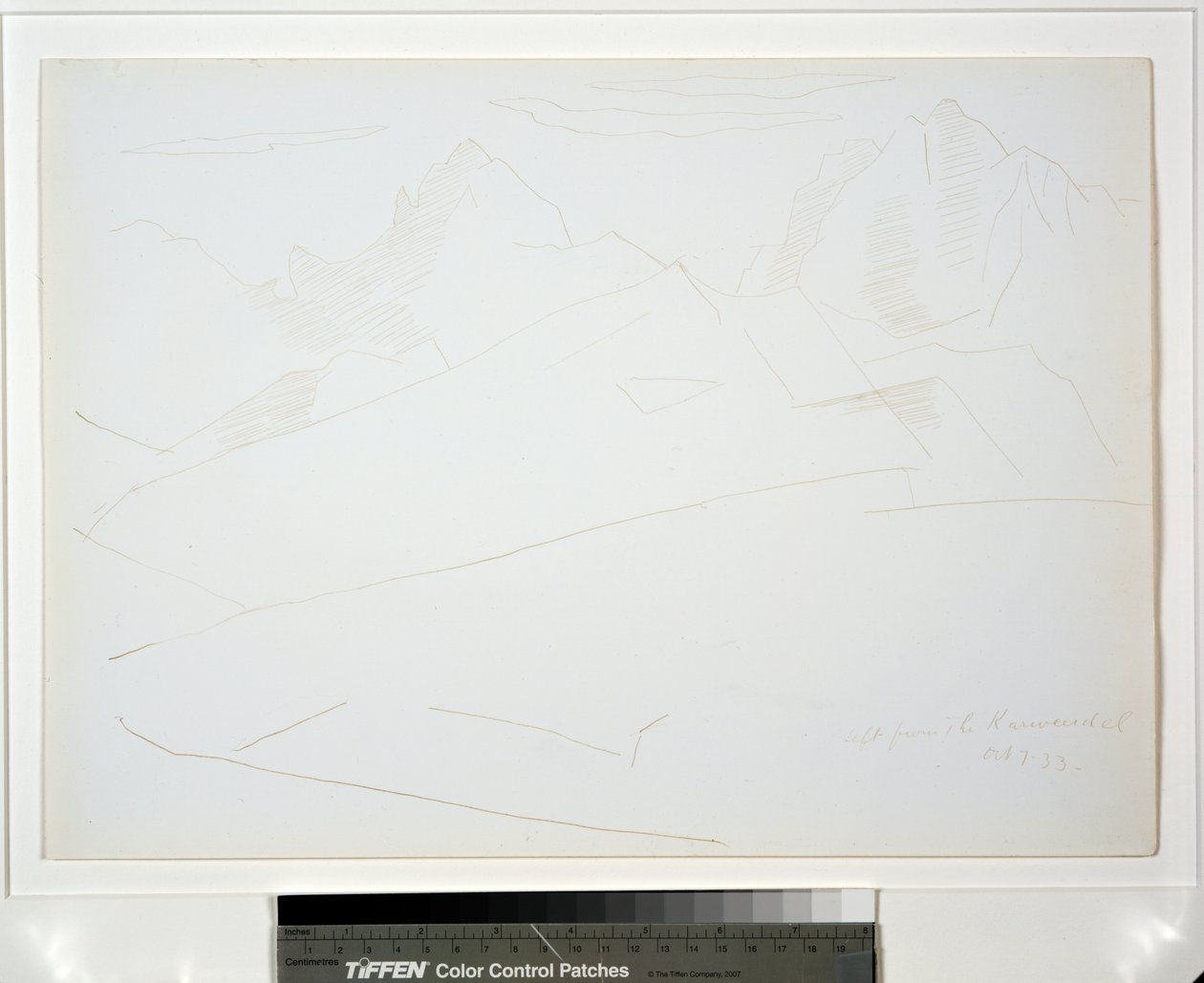 Berglandschap met wolken door Marsden Hartley