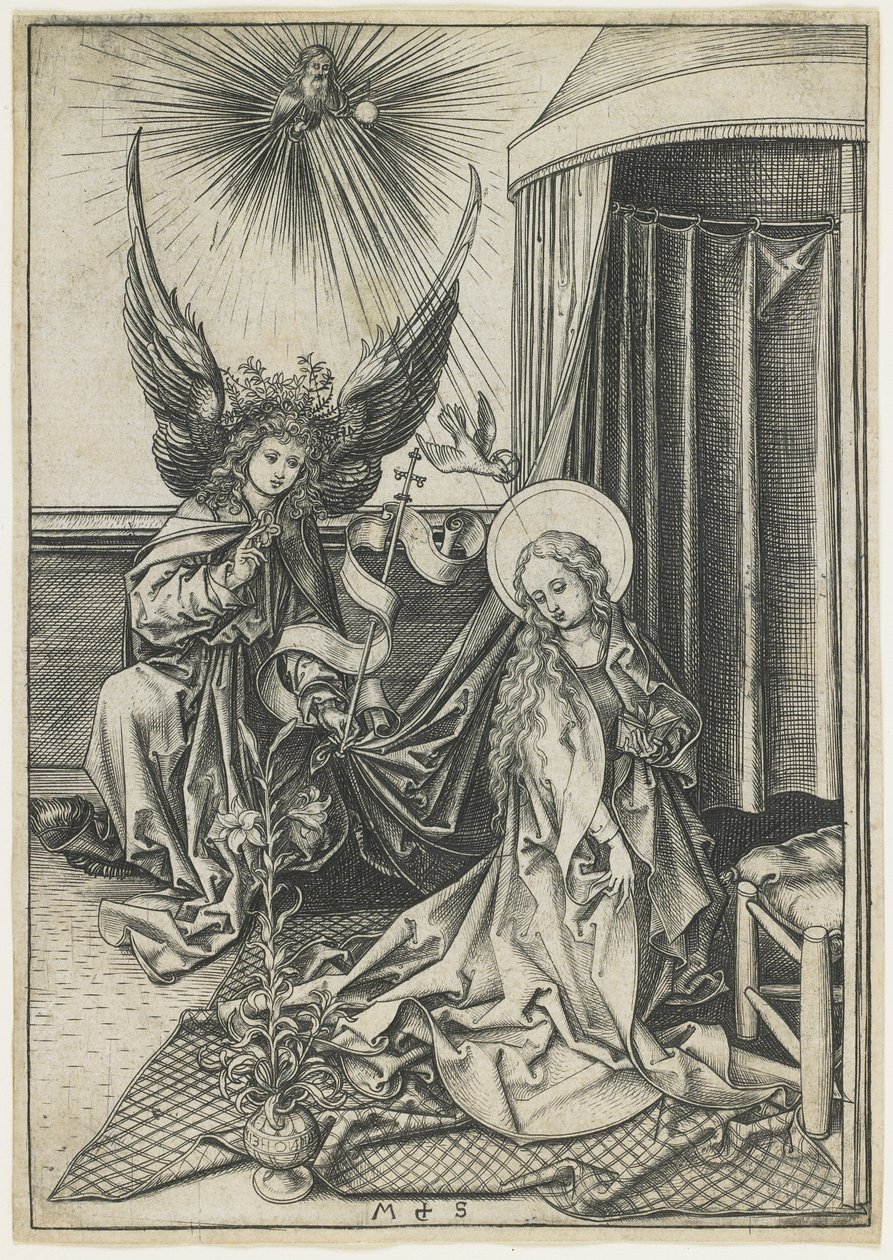De Annunciatie, c. 1480 door Martin Schongauer