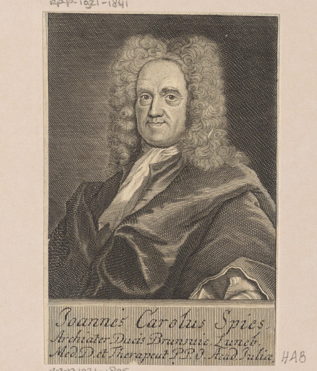 Portret van Johann Carl Spies door Martin Bernigeroth