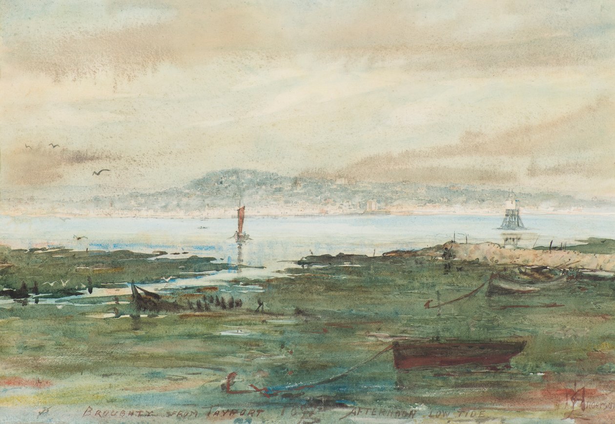 Middag Laagwater: Broughty vanaf Tayport door Martin  Anderson