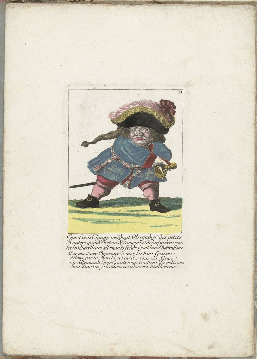 De Franse dwerg Don Luis Champ-merdant, ca. 1710 door Martin Engelbrecht (attributed to)