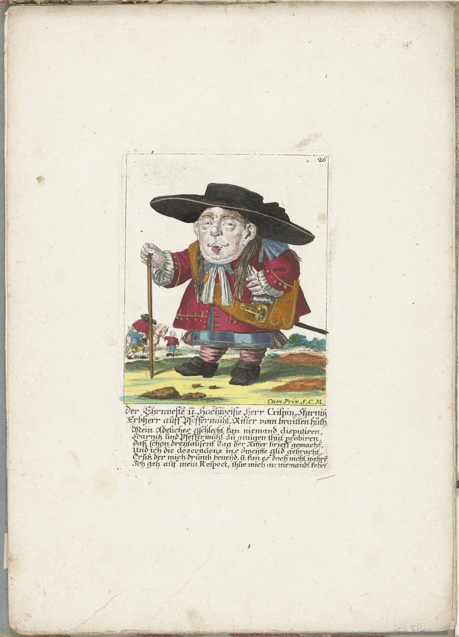 De dwerg Crispin Skarnitz, ca. 1710 door Martin Engelbrecht (attributed to)