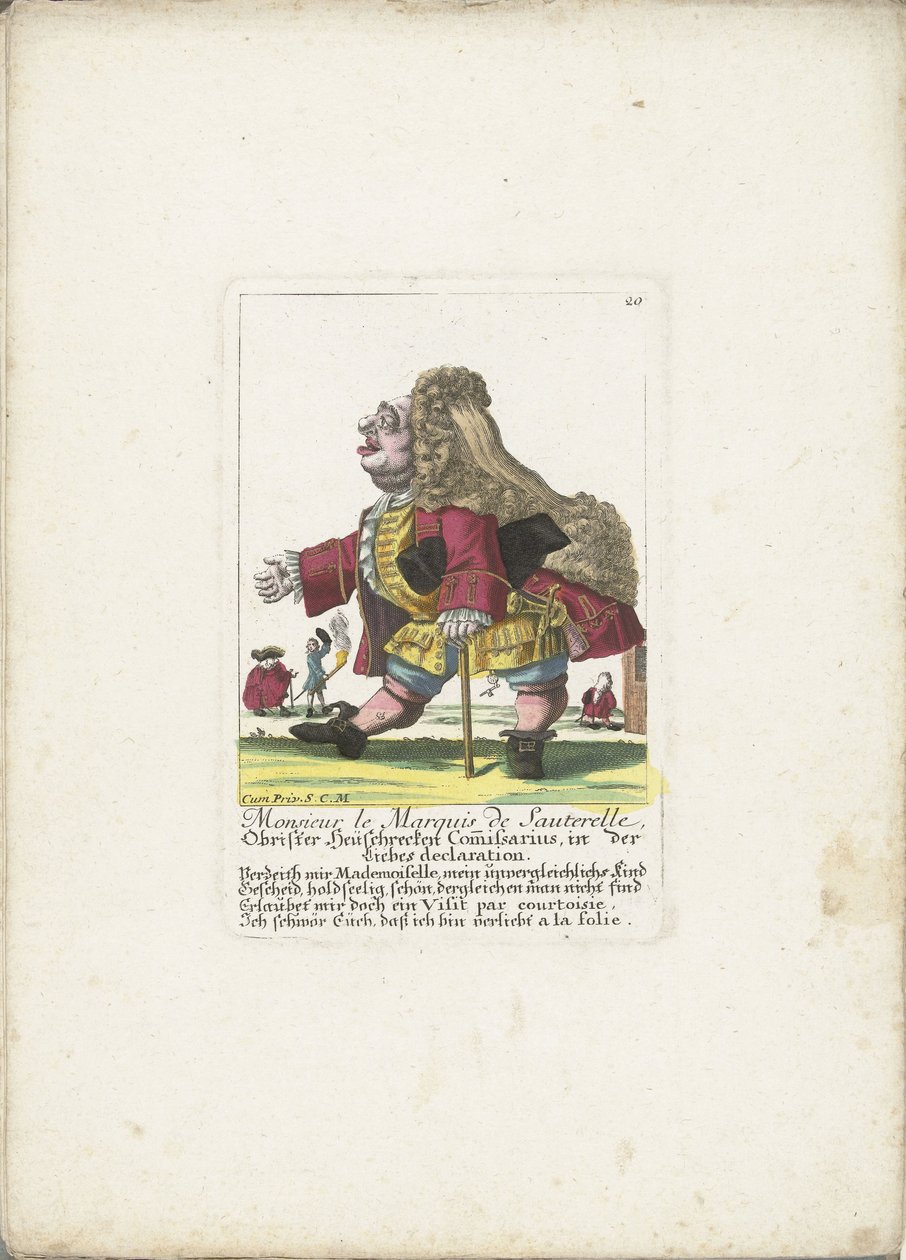 De dwerg Monsieur le Marquis de Sauterelle, ca. 1710 door Martin Engelbrecht (attributed to)