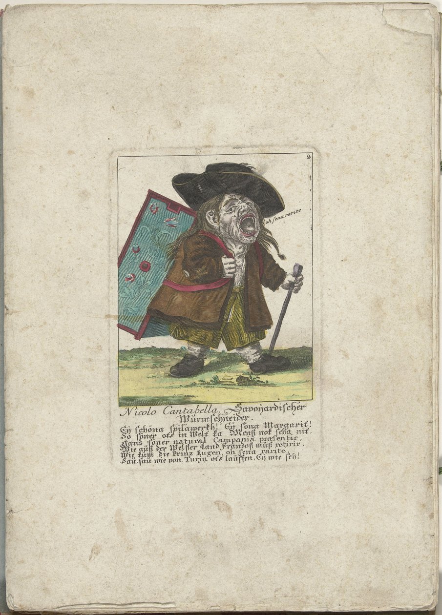 De dwerg Nicolo Cantabella, ca. 1710 door Martin Engelbrecht (attributed to)