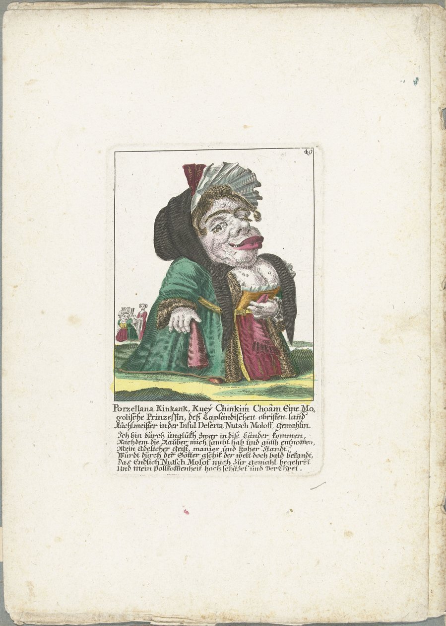 Karikatuur van Porzellana Kinkank door Martin Engelbrecht (attributed to)