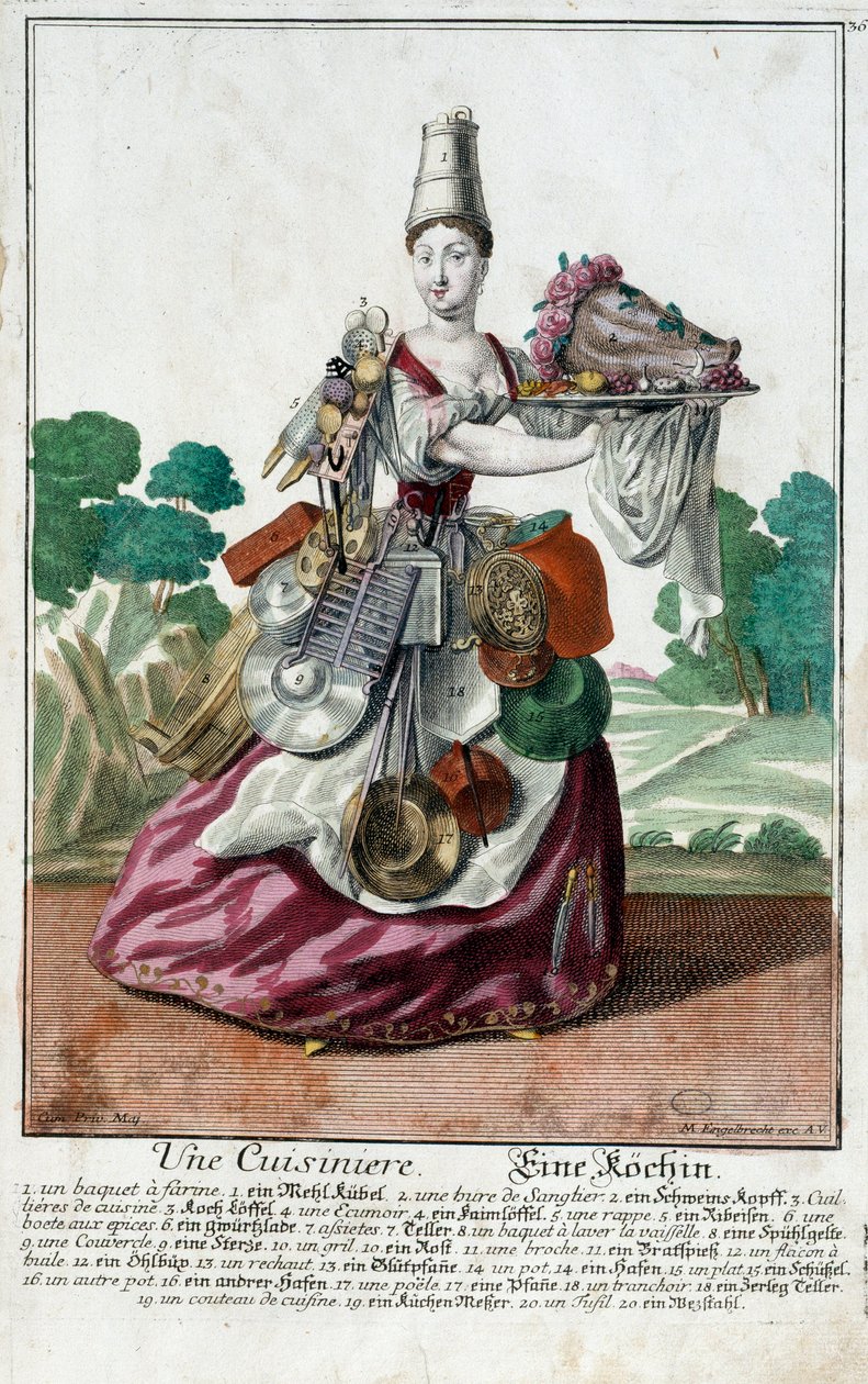 Een kok (gravure) door Martin Engelbrecht