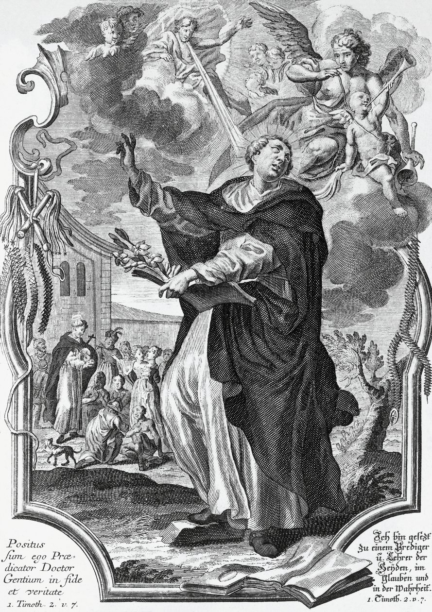 Vincent Ferrer (1350-1419), Spaanse Dominicaan, gravure door Martin Engelbrecht (1684-1756) door Martin Engelbrecht