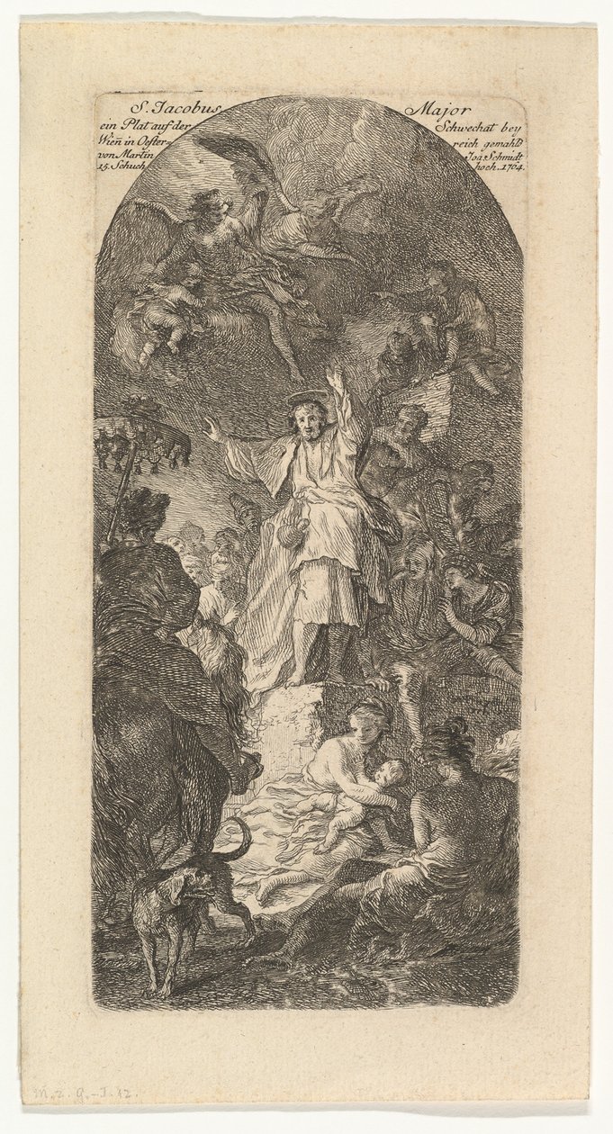 Sint Jacobus de Meerdere predikend, ca. 1764 door Martin Johann Schmidt