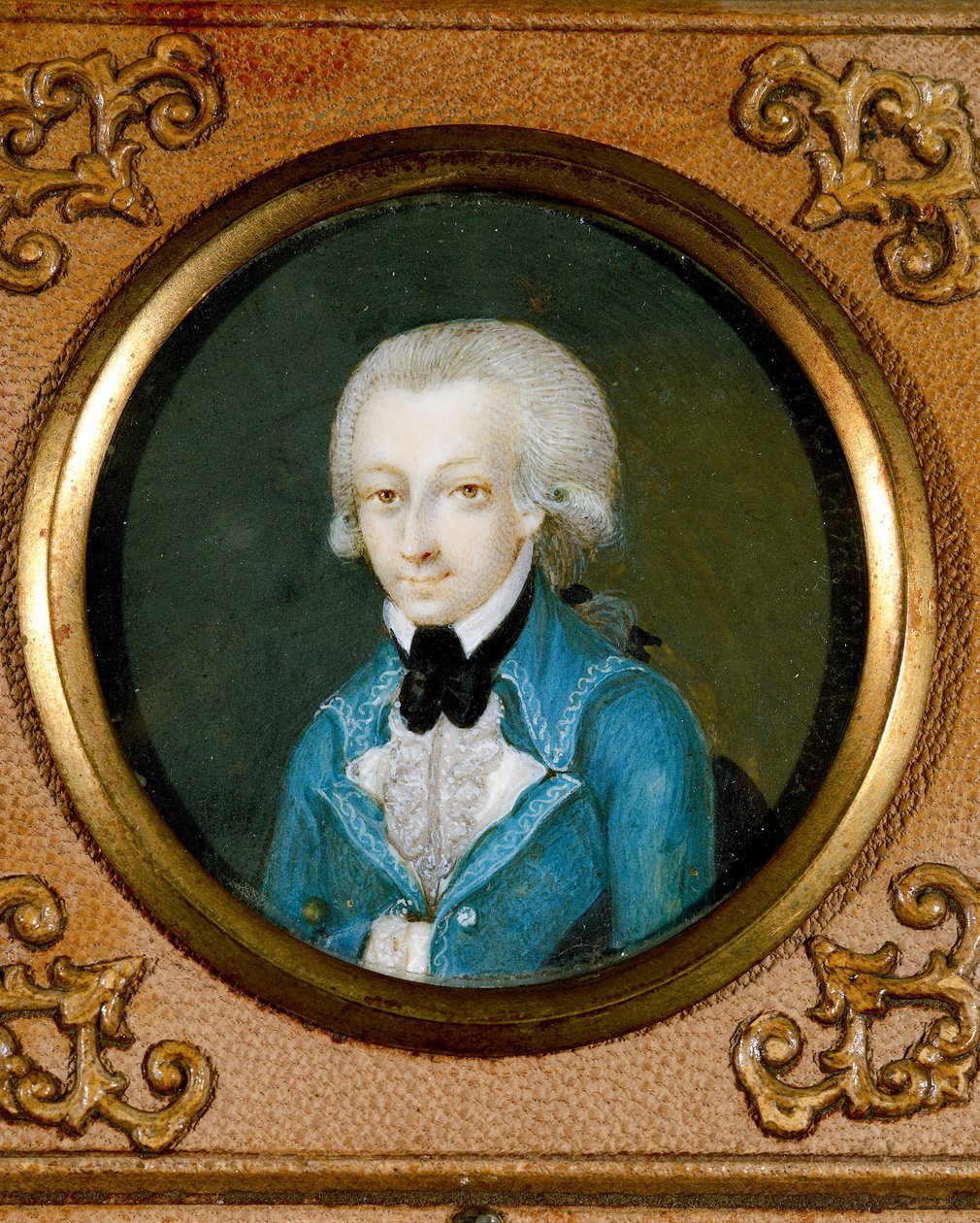 Oostenrijk, Portret van de Oostenrijkse componist Wolfgang Amadeus Mozart (1756 - 1791), ca. 1773 (miniatuur op ivoor) door Martin Knoller