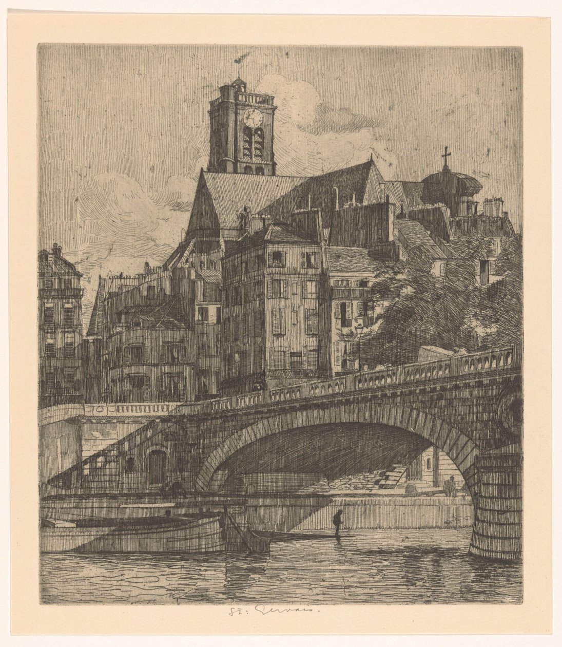 Gezicht op de Saint-Gervais in Parijs door Martin Monnickendam