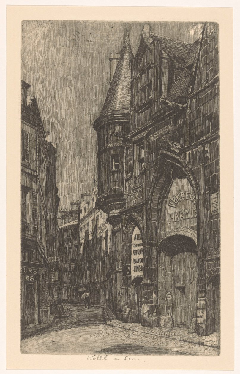 Straatgezicht met het Hôtel de Sens in Parijs door Martin Monnickendam