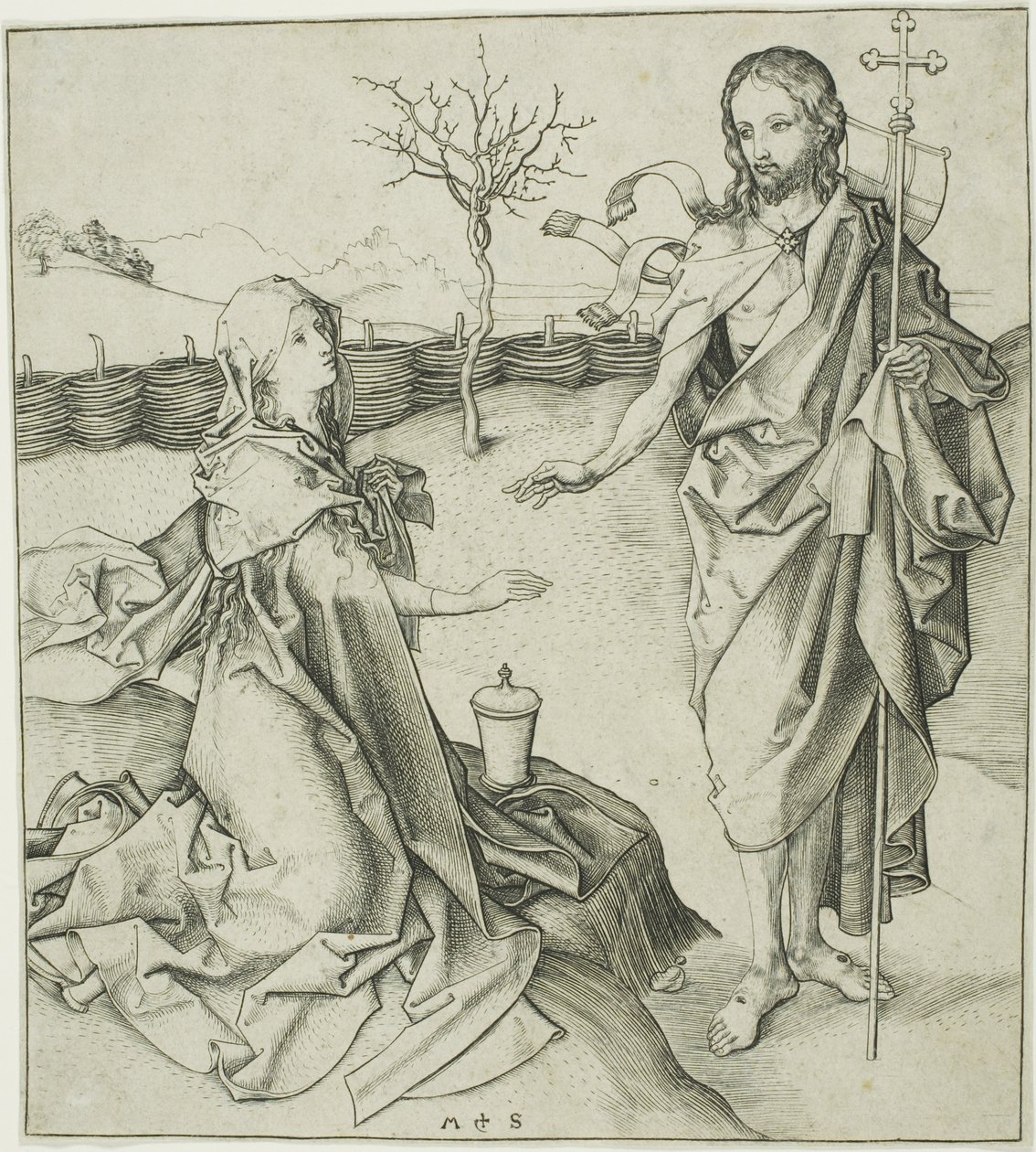 Christus verschijnt aan de Magdalena—Noli Me Tangere door Martin Schongauer