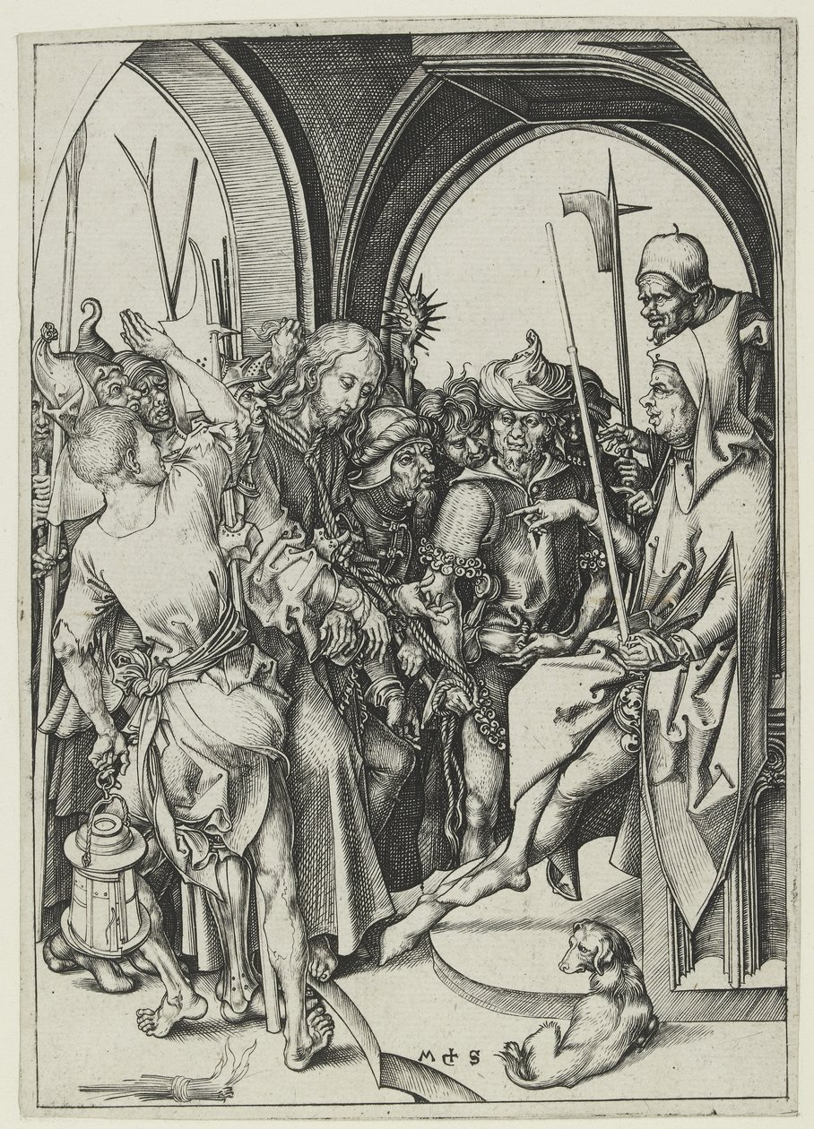 Christus voor Annas door Martin Schongauer