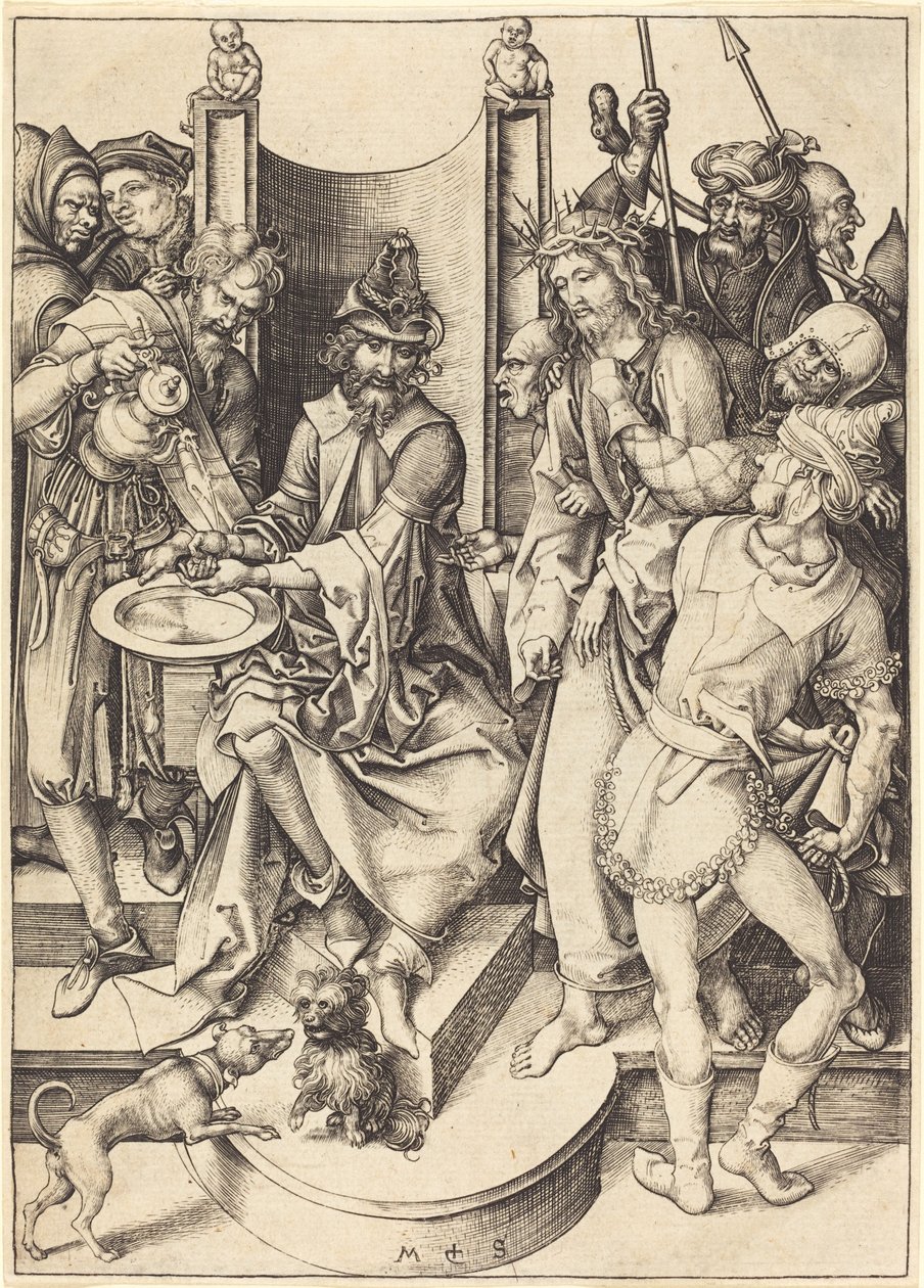 Christus voor Pilatus door Martin Schongauer