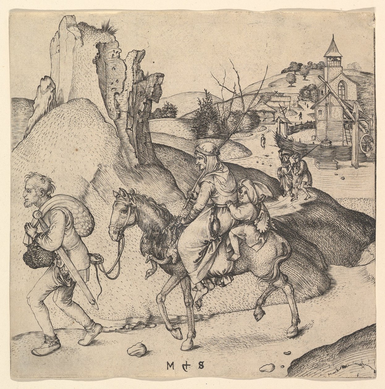 Boerenfamilie gaat naar de markt door Martin Schongauer