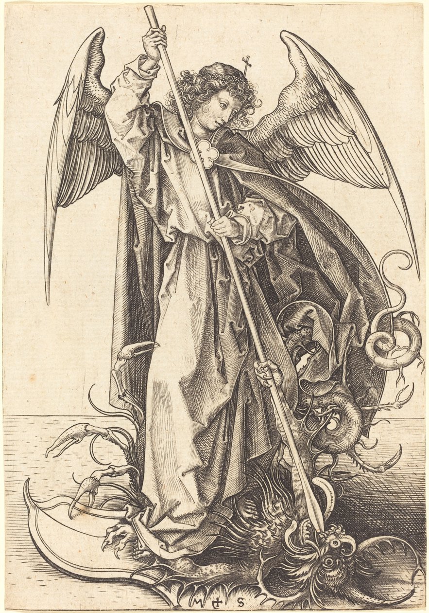 Sint Michaël die de Draak Doodt door Martin Schongauer