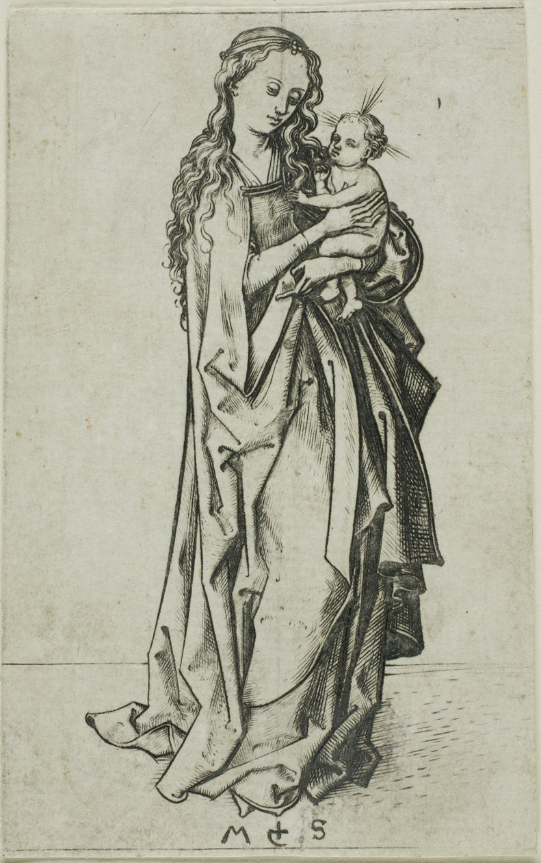 Kleine staande Madonna met kind door Martin Schongauer