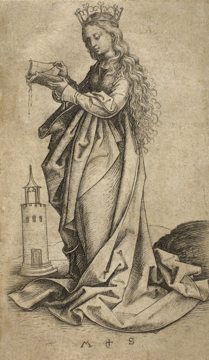 Sint Barbara door Martin Schongauer