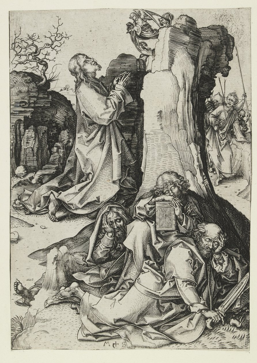 De Agonie in de Tuin, eind 15e eeuw door Martin Schongauer