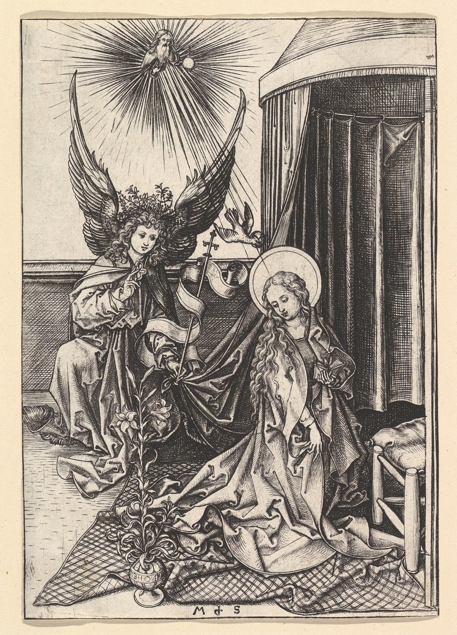 De annunciatie door Martin Schongauer