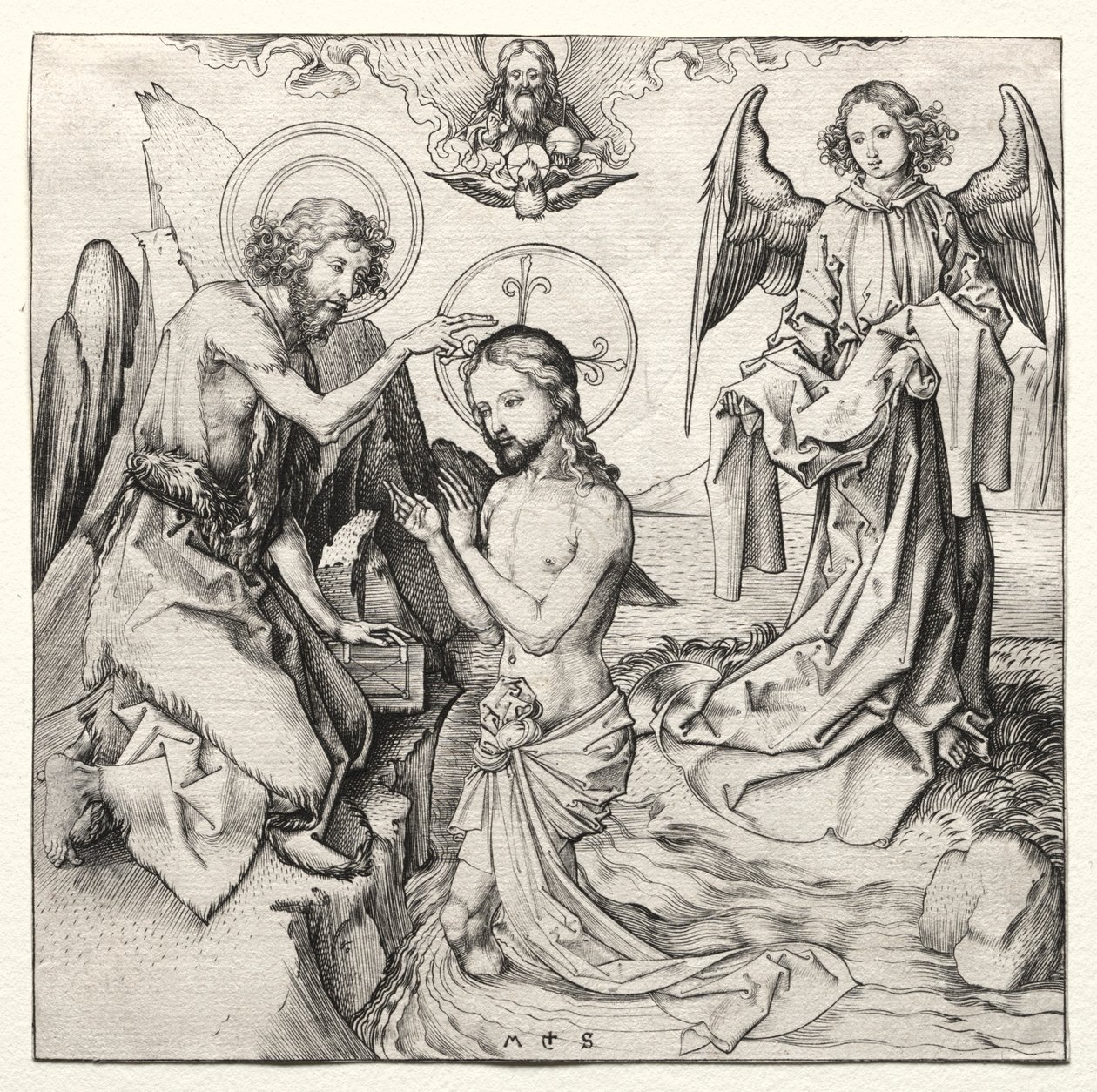 De Doop van Christus in de Jordaan door Martin Schongauer