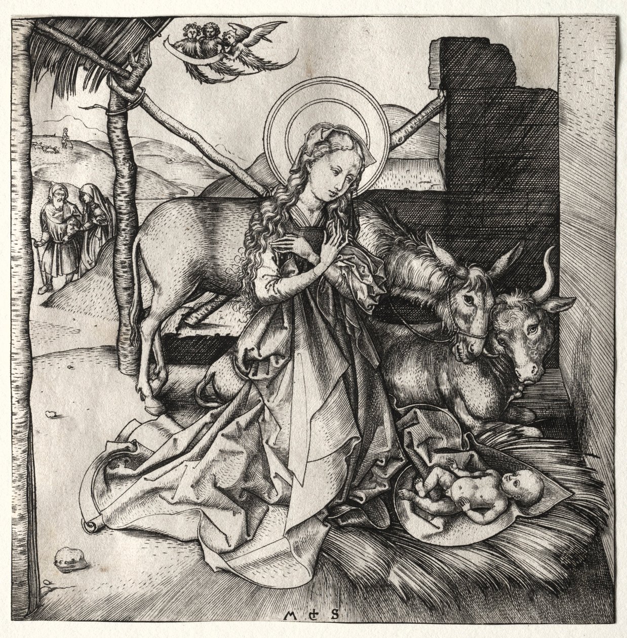 Het Leven van Christus: De Geboorte, ca. 1480-1490 door Martin Schongauer
