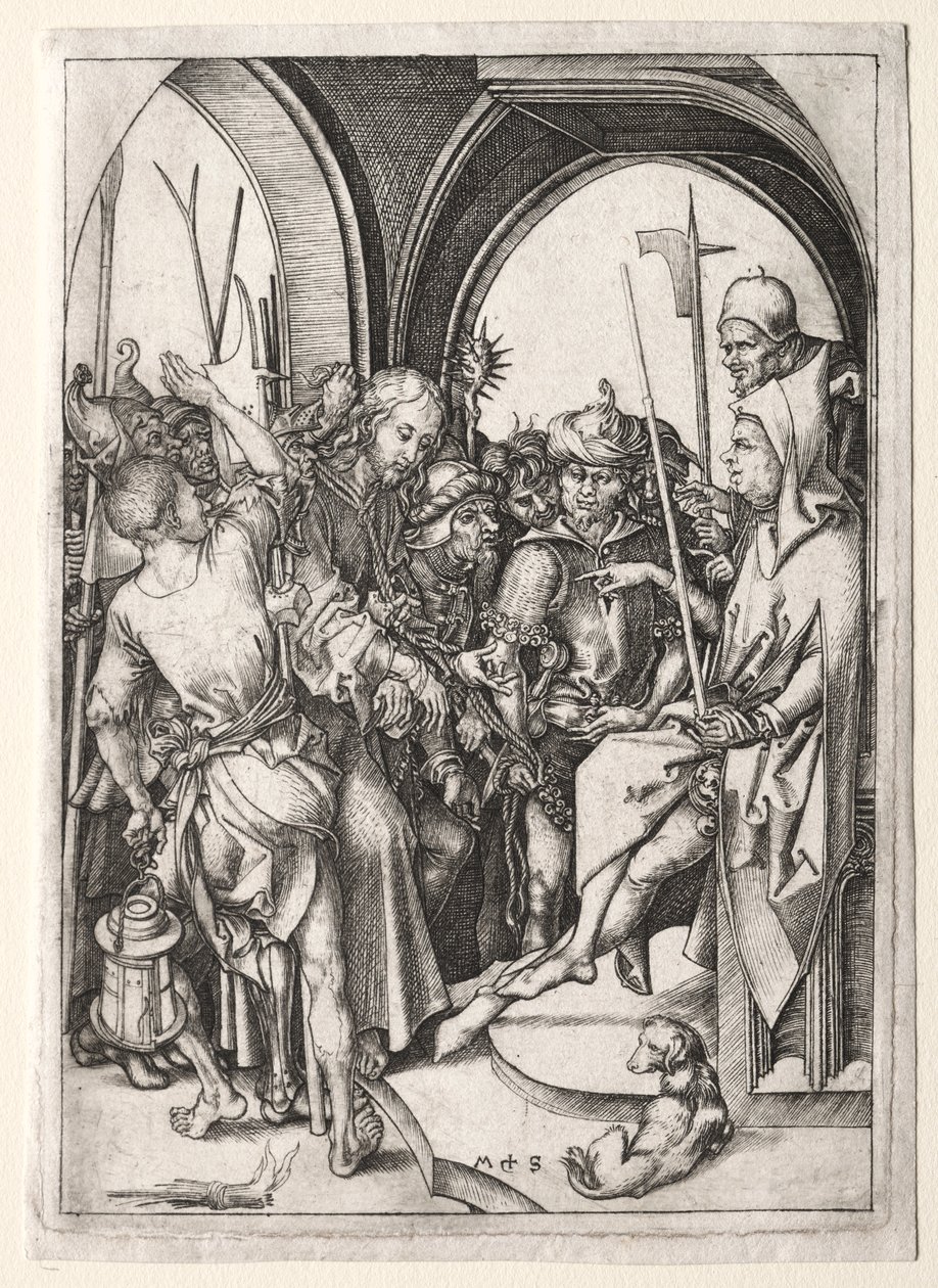De Passie: Christus voor Annas door Martin Schongauer