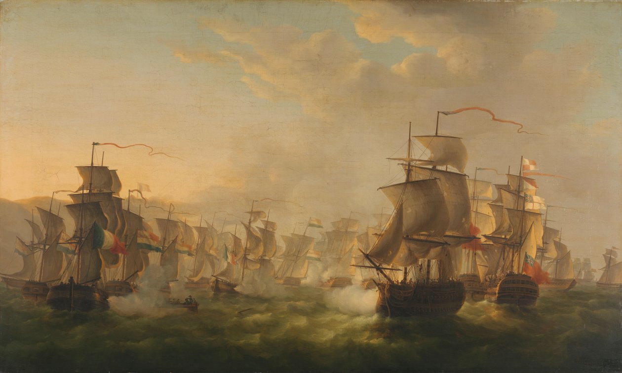 Botsing van de Nederlandse en Britse vloot bij Boulogne door Martin Schouman