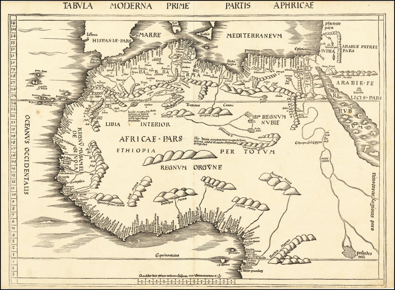 1513 kaart van Noord-Afrika door Martin Waldseemüller door Martin Waldseemuller
