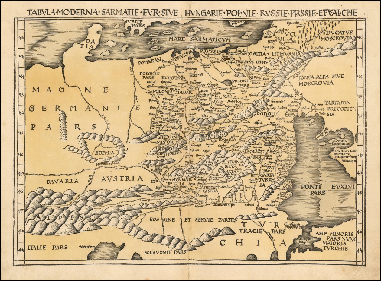 1513 kaart van Polen, de Baltische staten, Hongarije en Oost-Europa door Martin Waldseemüller door Martin Waldseemuller
