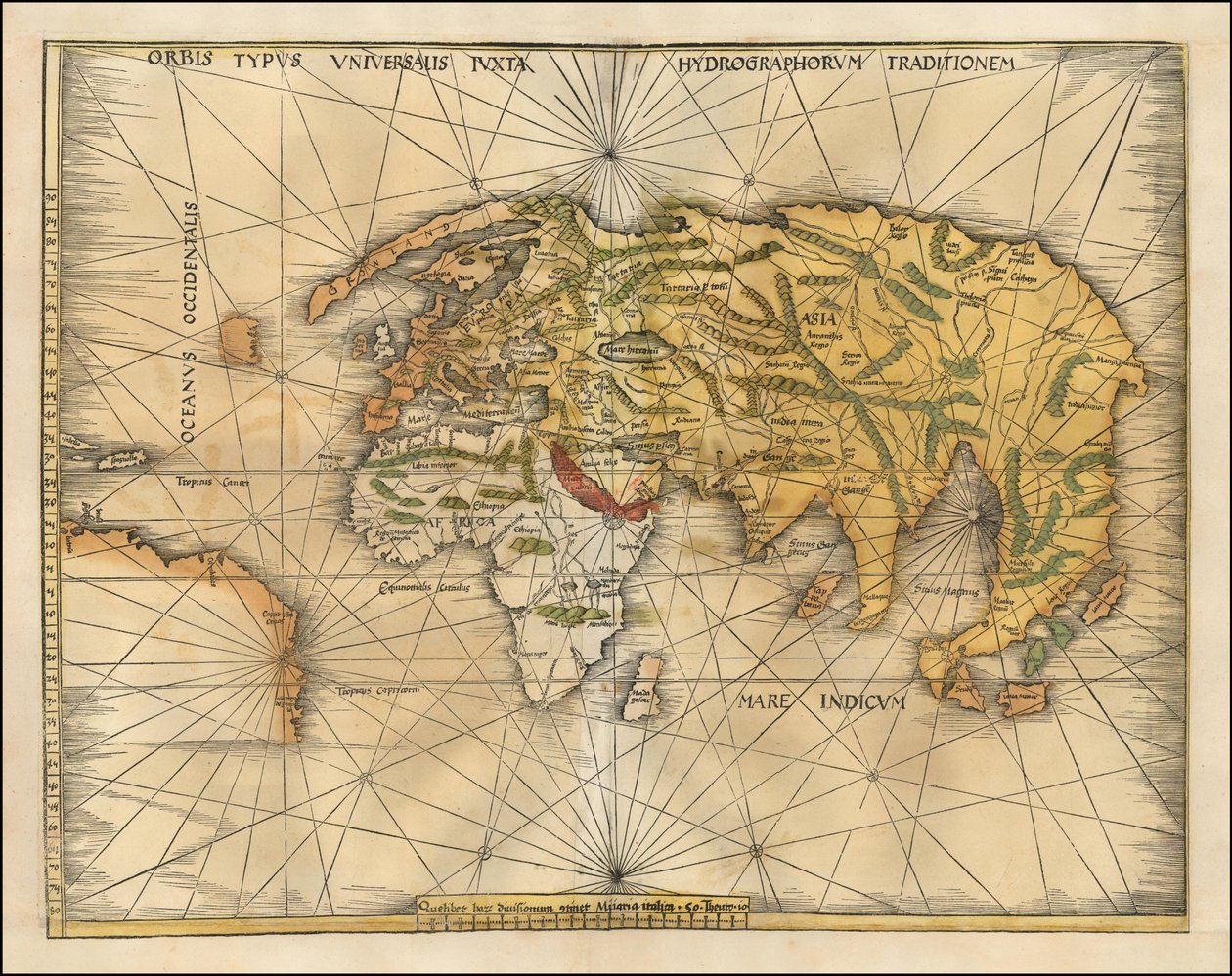 1513 kaart van de wereld door Martin Waldseemüller door Martin Waldseemuller
