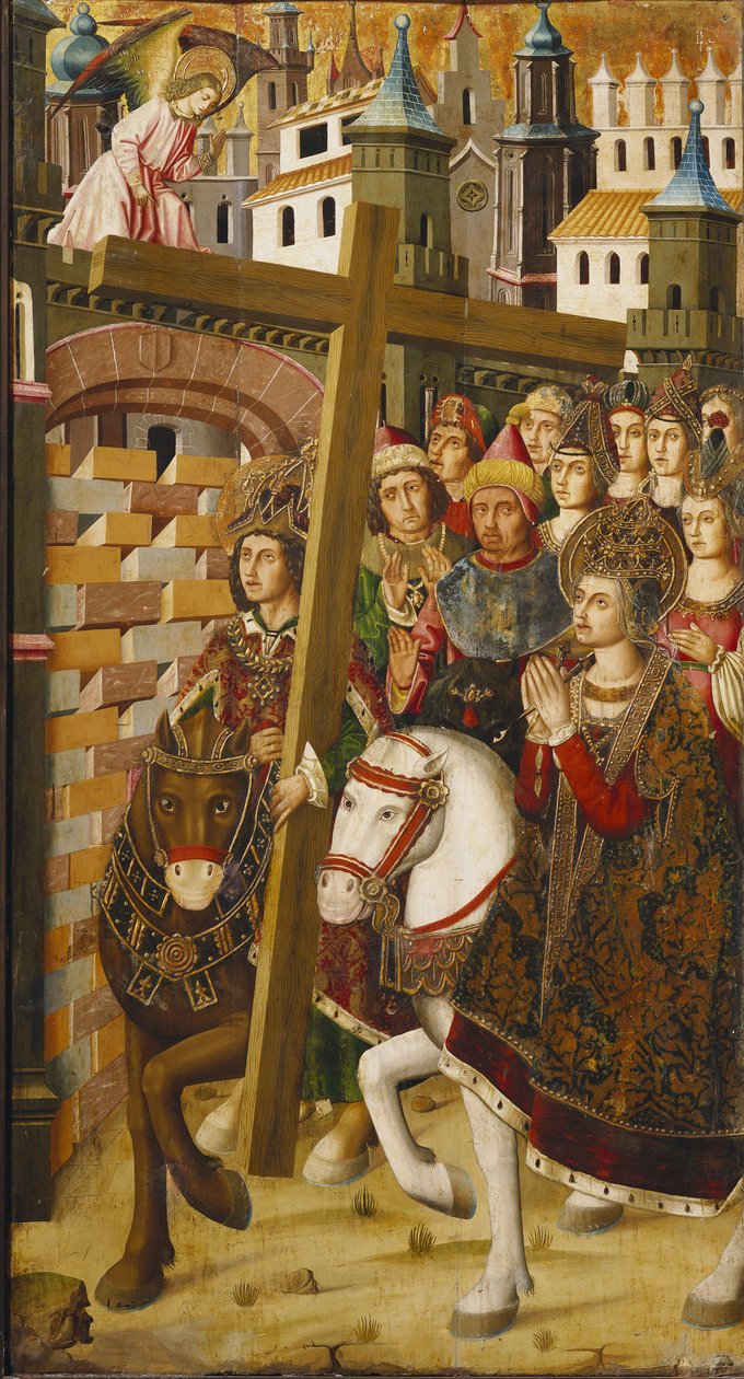 Sint Helena en keizer Heraclius met het Heilige Kruis voor de poorten van Jeruzalem door Martin & Ximenez Miguel (fl.1466 1505) Bernat